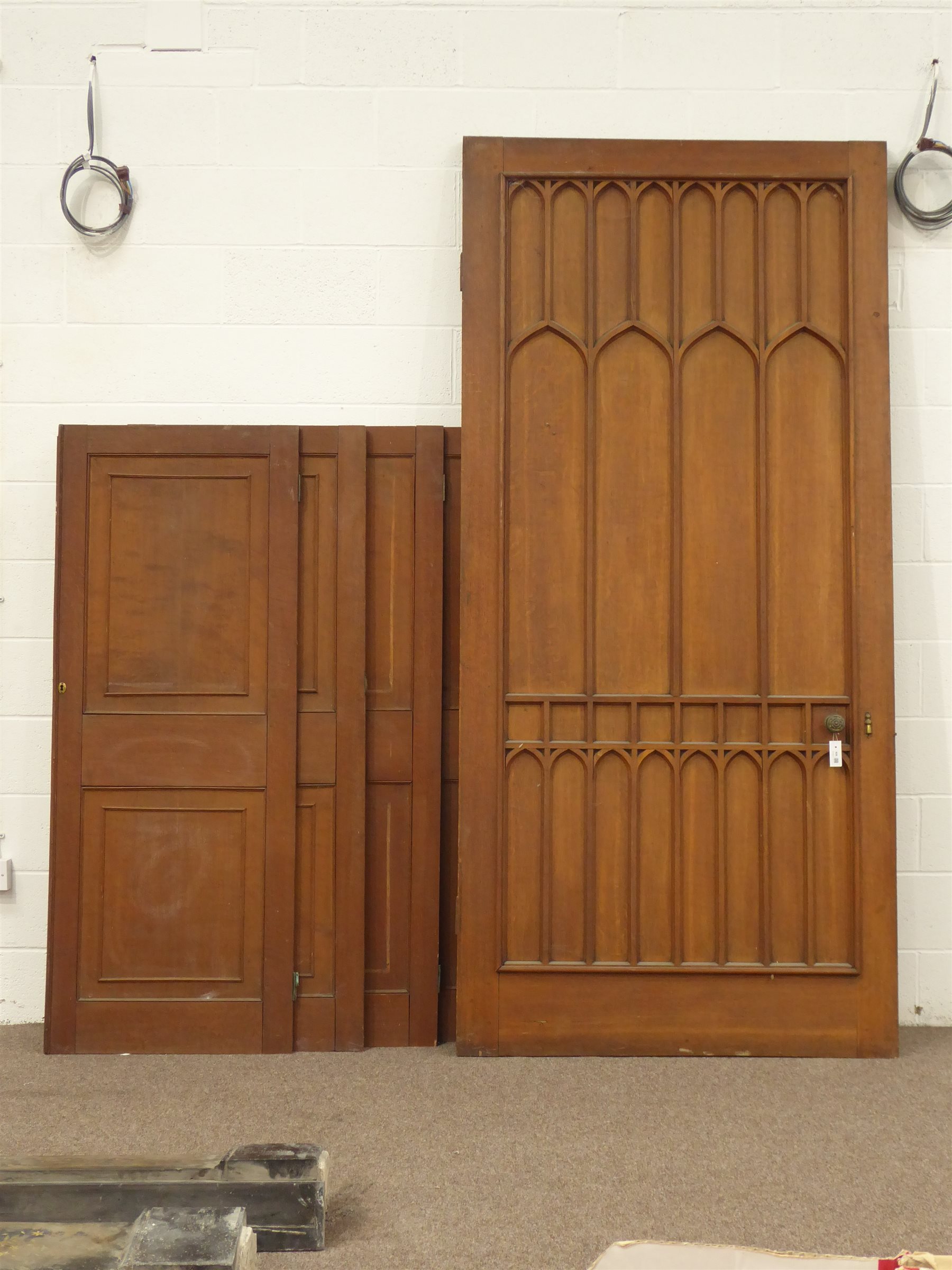 Large Late 19th Century Oak Interior Door With Applied
