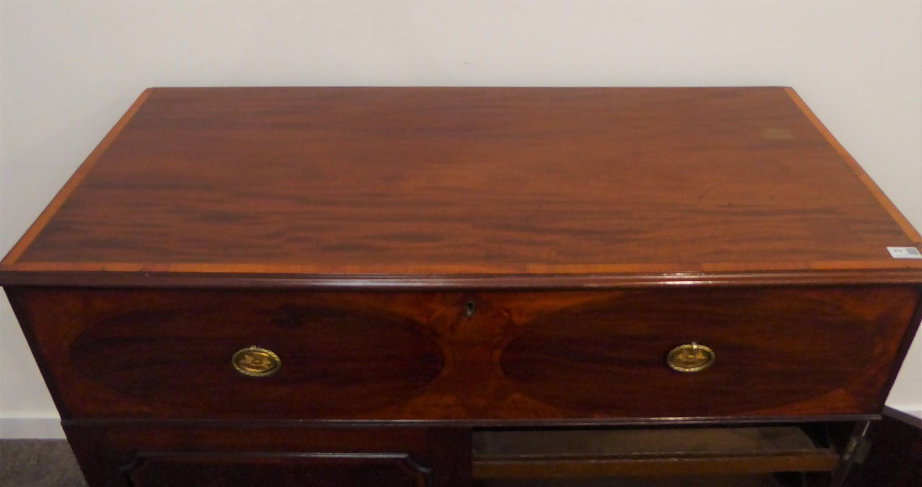 George Iii Mahogany Secretaire Chest Moulded Rectangular Top With