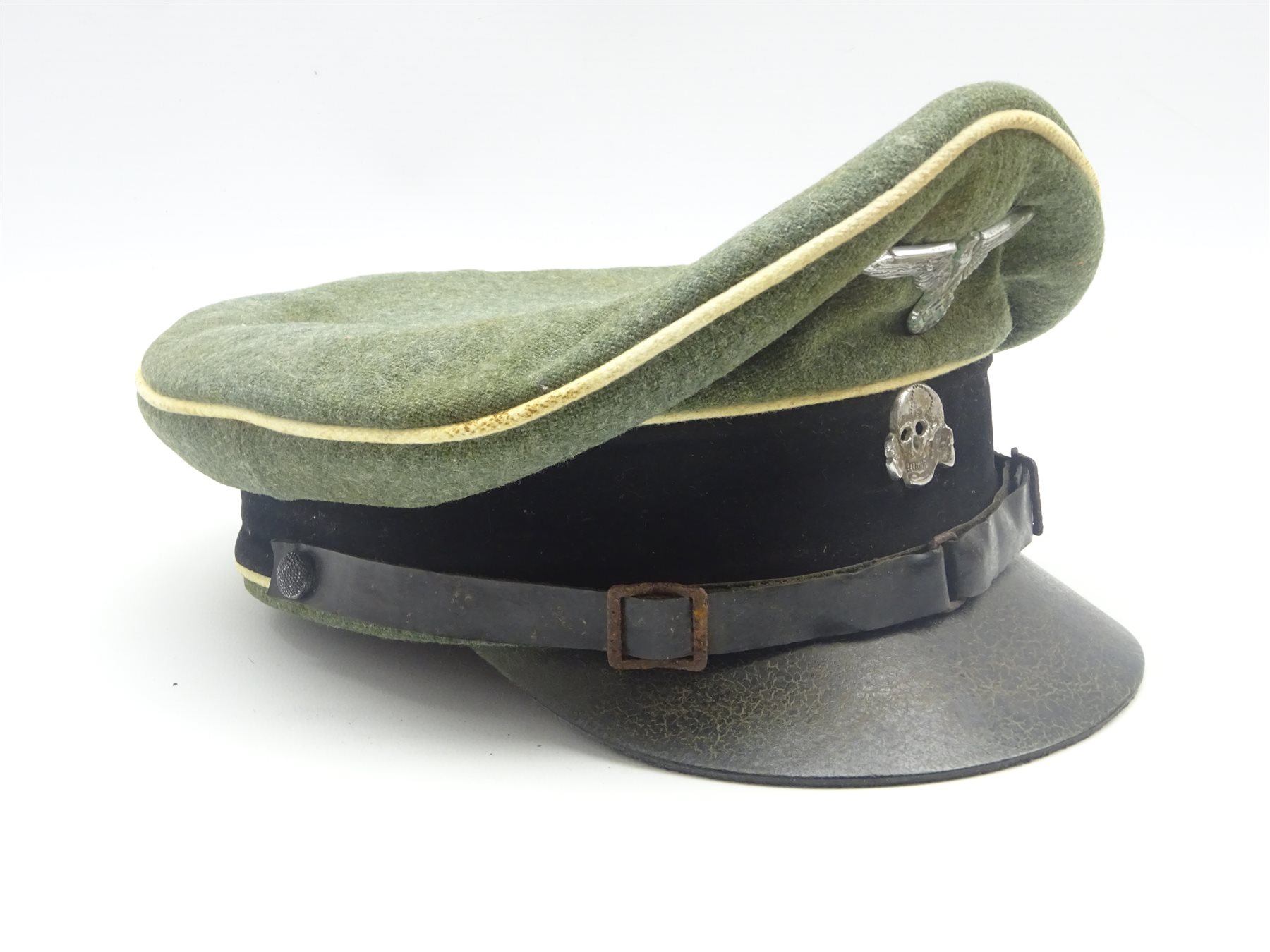 WW2 German Waffen-SS officer's peaked cap with metal eagle ...