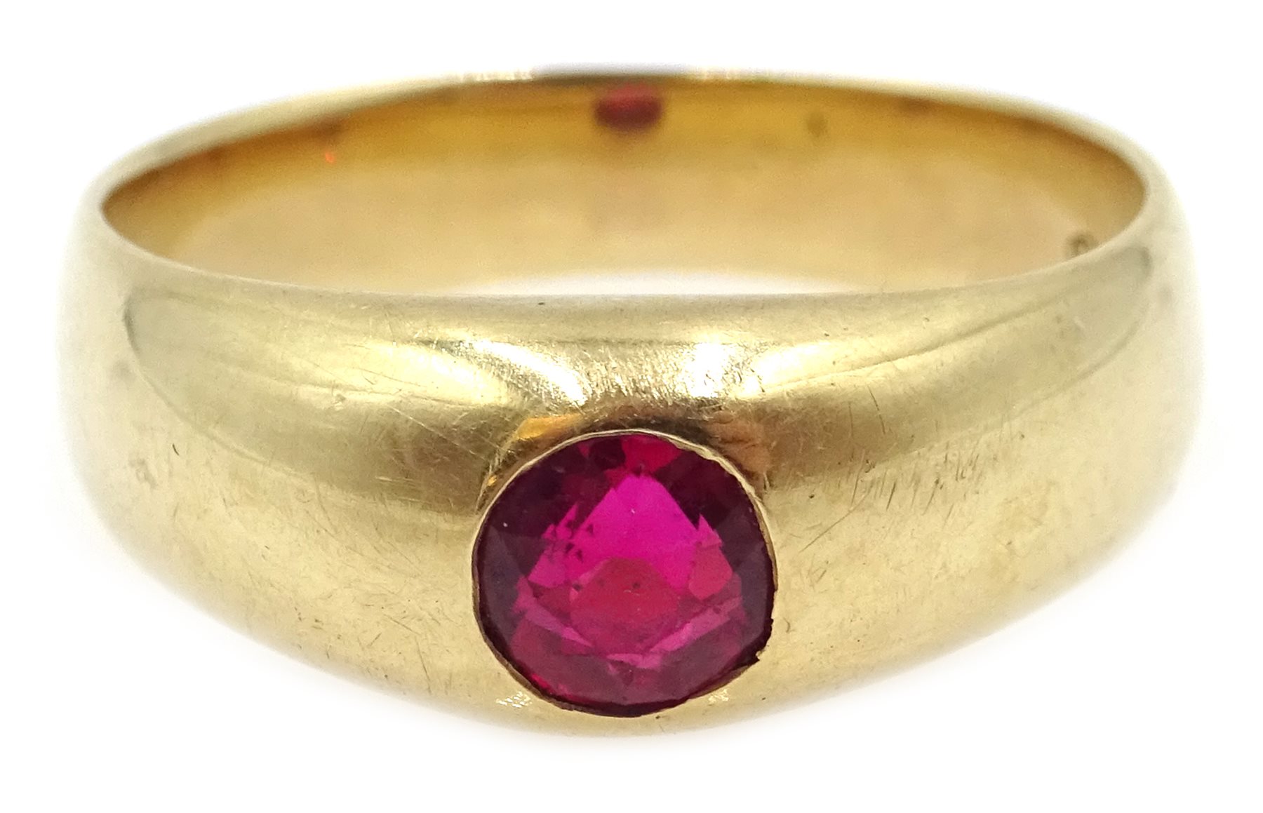 14ct gold single stone round ruby ring, continental hallmarks ...