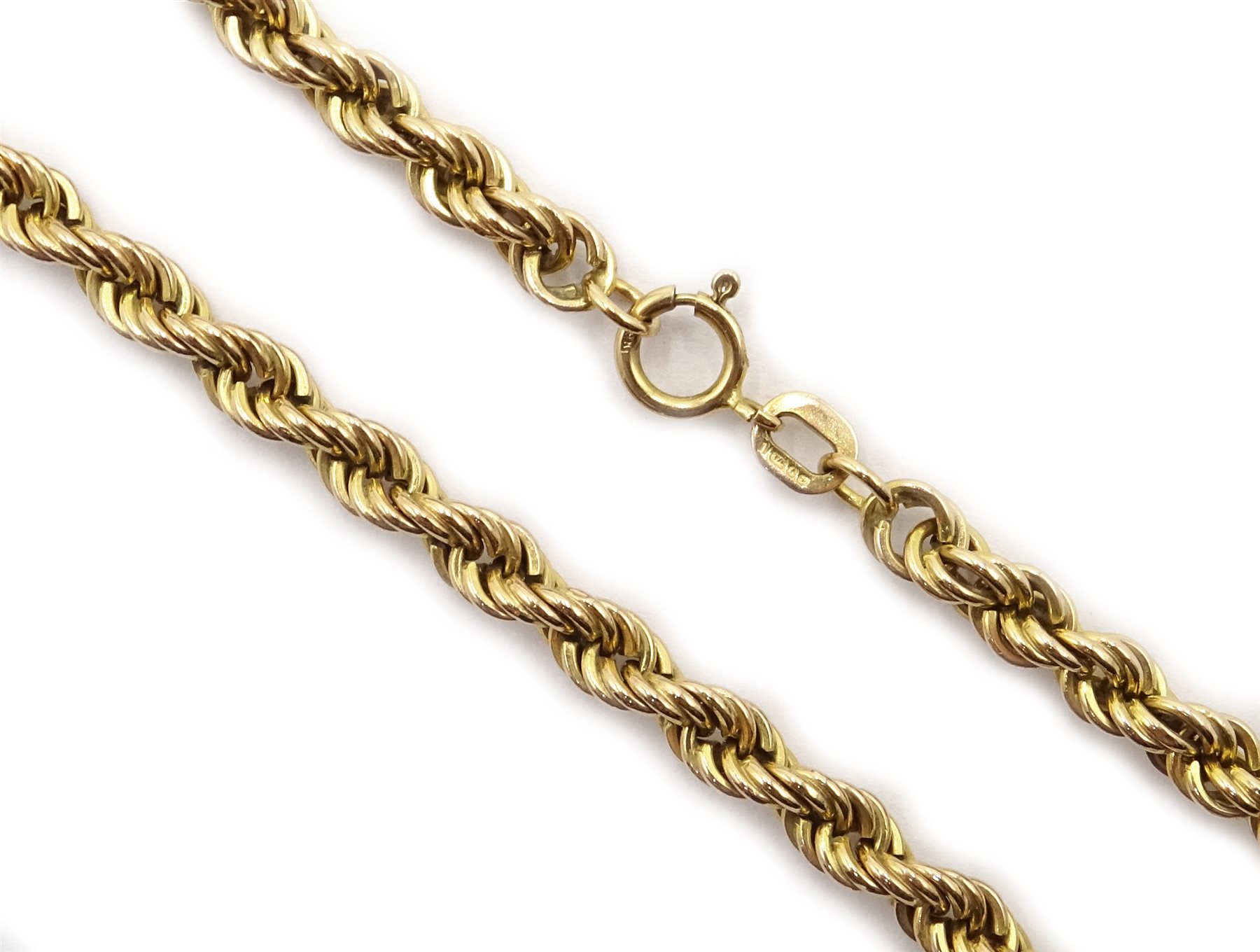 9ct gold rope chain necklace hallmarked, approx 6.6gm - Jewellery ...