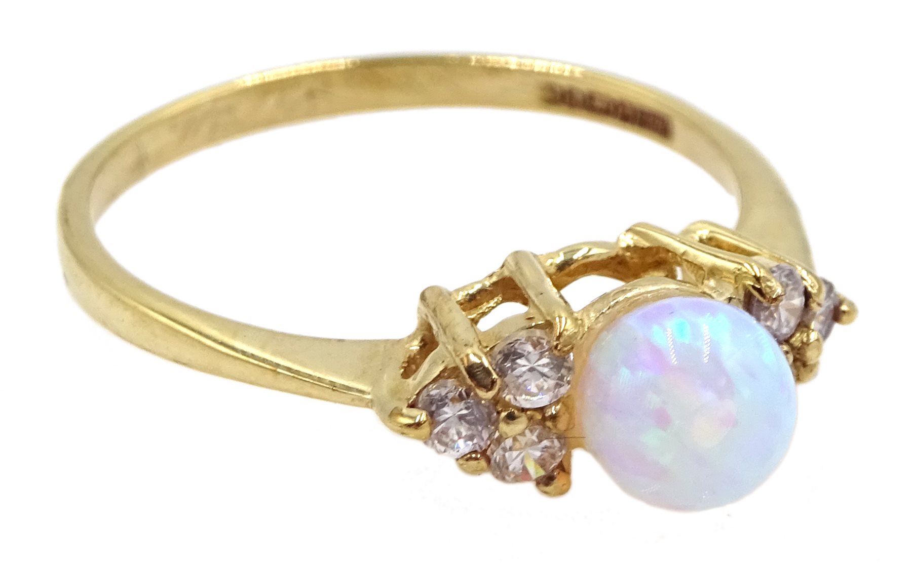 9ct gold opal and cubic zirconia ring, hallmarked - Jewellery, Watches ...