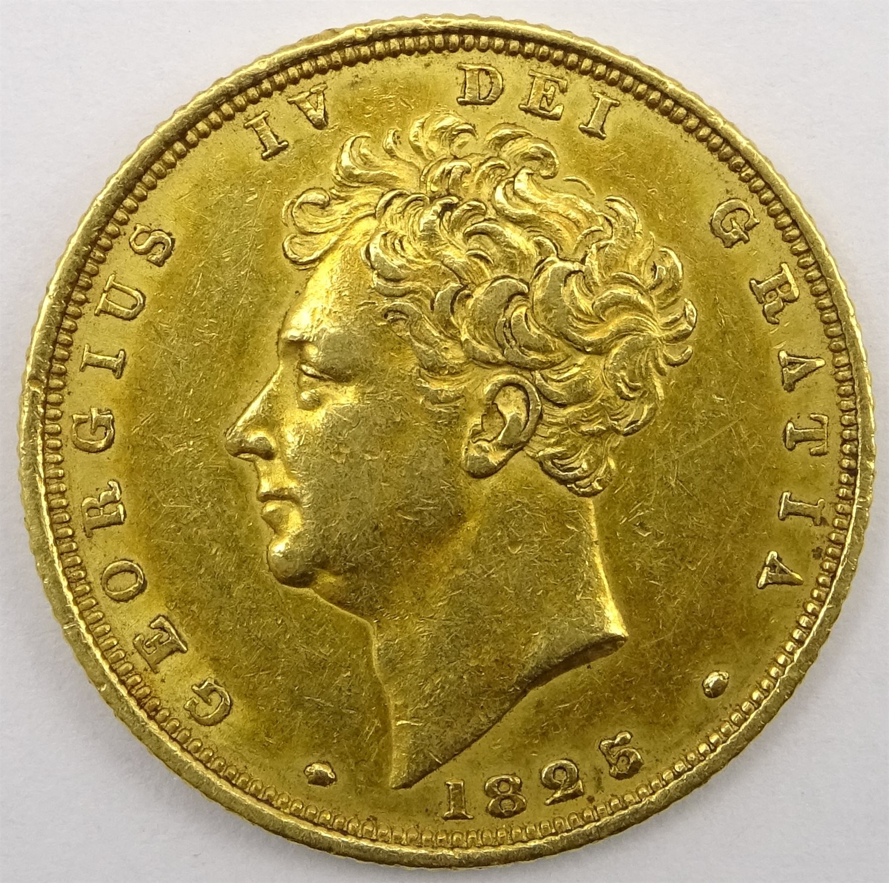King George IV 1825 gold full sovereign, second bust, shield reverse