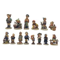 Fourteen Hummel figures including Soldier Boy no. 332, Doctor no. 127 and others (14)