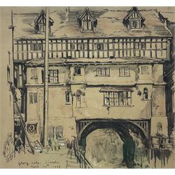 Frederick (Fred) Lawson (British 1888-1968): 'Glory Hole - Lincoln', pencil and charcoal heightened with crayon signed titled and dated April 23rd 1929, 25cm x 27cm