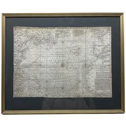 Emanuel Bowen (British 1694-1767): 'A New Chart of the Vast Atlantic Ocean Exhibiting the Seat Of War both in Europe and America', 18th century engraved map pub. c1740, 31cm x 43cm