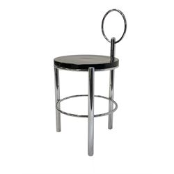 Modernist Bauhaus design stool with chrome frame and original black lacquer finish