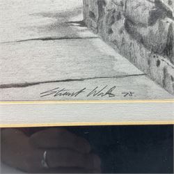 Stuart Walton (Northern British 1933-): View of Lendal Bridge York from Dame Judi Dench Walk, pencil signed and dated '78, 46cm x 30cm