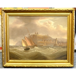 Henry Moore of Hull (British 1831-1895): Ship in Rough Seas off Whitby, oil on canvas signed 40cm x 52cm