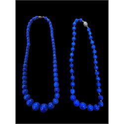 2 blue-stone beaded necklaces 