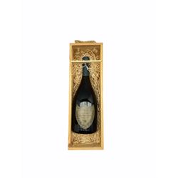 Bottle of Dom Perignon 1966 vintage in wooden presentation box