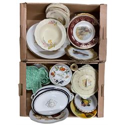 Quantity of porcelain tureens and plates including Royal Worcester, Sylvac and Meakin etc in two boxes