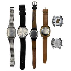 Six wristwatches including Vertex manual wind, MuDu automatic 25 jewels, Basis watch Top Timer and Casio digital
