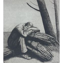 Frederick George Austin (British 1902-1990): ‘A Woodman Resting’, drypoint etching signed titled and dated 1926 in pencil 16cm x 15cm (unframed) Provenance: direct from the granddaughter of the artist
