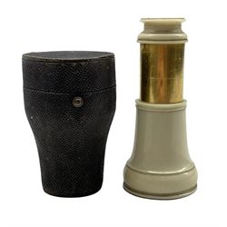 19th century brass and ivory single-draw spyglass, the tube engraved 'G. Adams', cased 