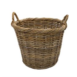 Wicker log basket, two handles