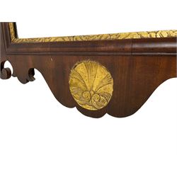 19th century mahogany Chippendale design fretwork wall mirror, the pediment carved and pierced with hoho bird, bevelled mirror plate in moulded frame with carved and gilt inner slip, the lower apron carved with shell motif
Provenance: From the Estate of the late Dowager Lady St Oswald