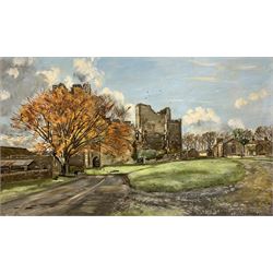 Thomas Leslie Kerkham (British 1918-1986): Sheriff Hutton Castle in Autumn, oil on canvas signed 60cm x 100cm