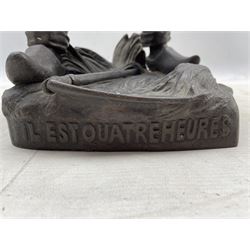 Henri Fugere (French 1872-1944) Bronze figure of a farm labourer cutting bread 'Il Est Quatre Heures', H53cm