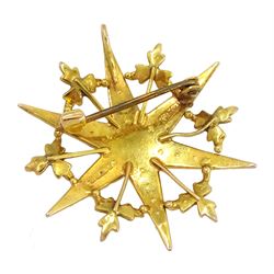 Early 20th century 9ct gold seed pearl star brooch, Birmingham 1914