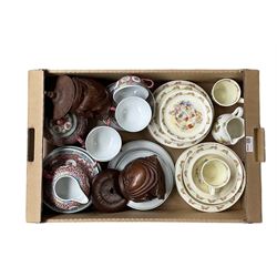 Royal Doulton Bunnykins tea ware, Arabia Nursery ware, Chinese tea set and pair of carved wood figures