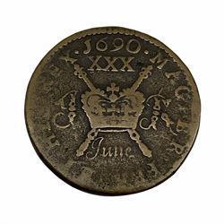 Ireland, James II 'gunmoney' half crown coin, June 1690