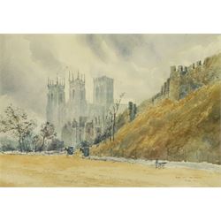 Mary Leaf (British fl.1895-1914): 'York from the Station', watercolour signed titled and dated 1900, 17cm x 4cm