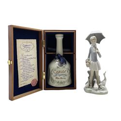 Lladro Carlos I Imperial brandy decanter in presentation box (lacking contents) together with a Lladro figure 'Girl with Umbrella' model no. 4510, boxed (2)
