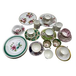 Two early Derby plates, together with various 19th century and later porcelain plates, teacups and saucers 
