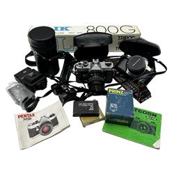 Fujica ST605N SLR camera, Pentax MG SLR camera, Kiron 80-200mm lens, SLIK 800g tripod and other camera accessories 