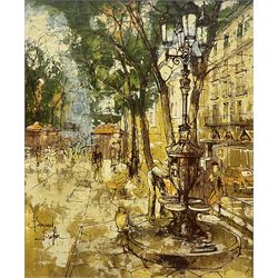 Bernard Dufour (French 1922-2016): Parisian Street Scene, oil on board signed 44cm x 36cm
