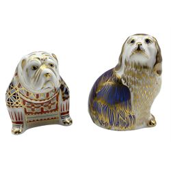 Two Royal Crown Derby paperweights comprising King Charles Spaniel and Bulldog, both dated 1993 (2)