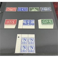 Great British Queen Elizabeth II pre-decimal stamps including commemoratives, castles, wildings, margin examples, blocks etc, mint and used, housed in a red ring binder folder