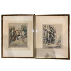Henry George Walker (British 1876-1932): 'Eastgate Totnes' and Street Scene, pair coloured etchings signed in pencil 25cm x 20cm (2)