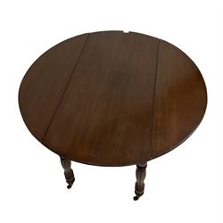 Early Victorian mahogany dropleaf table on turned lobe carved supports