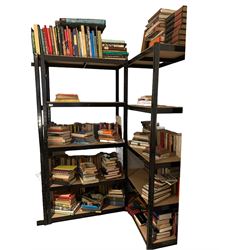 Quantity of books including art, reference, novels, cookbooks etc. on twelve shelves
