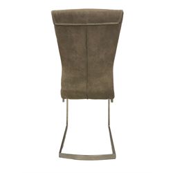 Barker and Stonehouse - set of five contemporary dining chairs, back and seat upholstered in grey suede fabric, raised on chrome supports