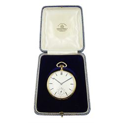 Early 20th century 9ct gold lever slim pocket watch, case makers mark MA, London 1933, in fitted Mappin & Webb, London case