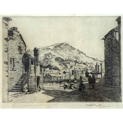 Robert Henry Smith (British exh.1906-1920): 'A Glimpse of the Harbour, Polperro Cornwall', etching signed in pencil, titled verso 18cm x 24cm