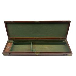 Late 19th  century Mahogany and brass mounted shotgun case with baize lined interior L84cm  