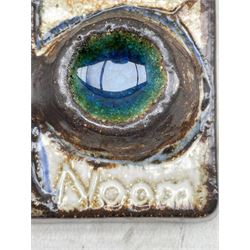 Noomi Backhausen for Soholm pottery, a rectangular stoneware relief wall plaque depicting a stylized branch no. 3533, together with another stylized relief wall plaque by Marianne Starck for Michael Andersen & Son, Bornholm no. 1356? 30cm x 23cm (2)