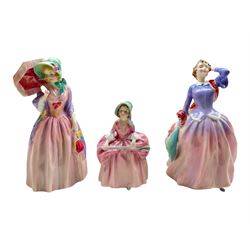 Three Royal Doulton figures comprising Miss Demure HN1402, Blithe Morning HN2021 and Bo Peep (3)