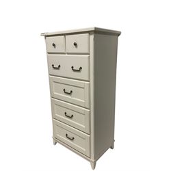 Laura Ashley - white chest of drawers, raised on square tapering supports 