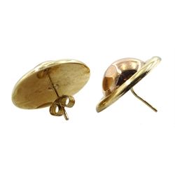 Pair of gold circular stud earrings and one other pair of knot earrings, both hallmarked 9ct, approx 6.35gm