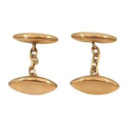 Pair of Edwardian 9ct rose gold cufflinks, Chester 1908