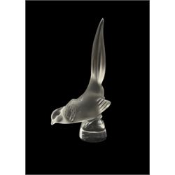Lalique frosted glass model of a Pheasant, engraved Lalique France, H10cm