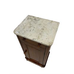 Victorian mahogany marble top bedside cabinet