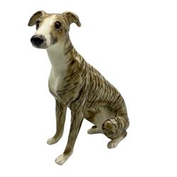 Winstanley model of a seated greyhound, signed to base, size 8, H33cm