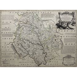 Emanuel Bowen (British 1694-1767): 'An Accurate Map of Herefordshire divided into its Hundreds', 18th century engraved map with hand-colouring, pub. 1785, 52cm x 75cm (2)