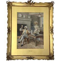 Arnold Willms (British fl. 1884-1896): 'Her Health' watercolour signed 45cm x 33cm